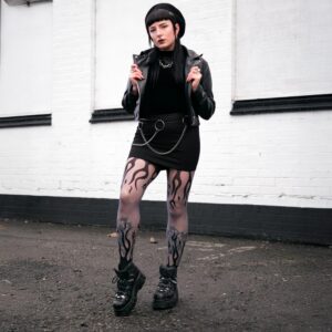Flames Mixed-Denier Strumpfhose - Grau & Schwarz