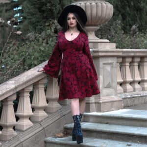 Danu Bell Sleeve Minikleid – Blood Red
