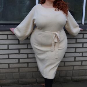Midi Knitted Cocoon Dress - Oatmeal